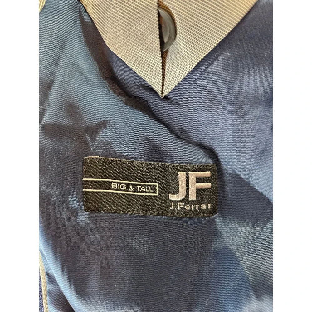 J. Ferrar Big & Tall Mens Navy Blue Two Button Suit Jacket Blazer Size 54
